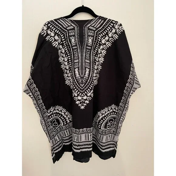 Dupsies Black & White Dashiki Kaftan - L - Picture 2 of 7
